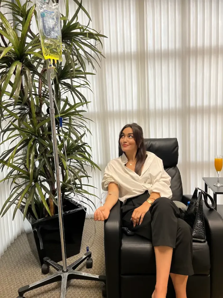 Client receiving IV therapy infusion at Parie Med Spa