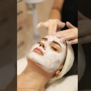 Acne facial treatment with soothing face mask